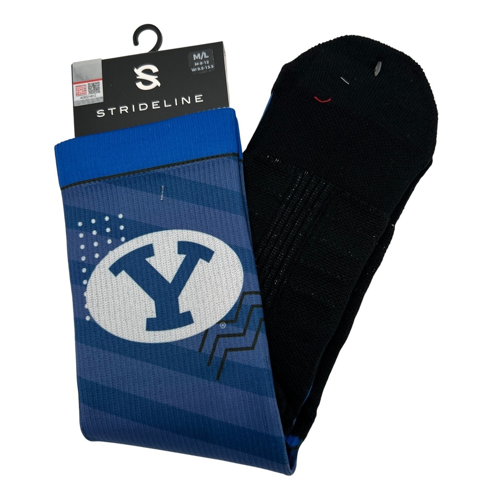 Strideline BYU Cougars Geo Block Premium Full Sub Crew Socks Blue M/L NEW NCAA